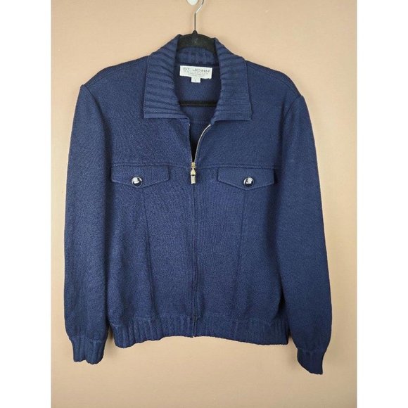 St. John collection navy blue full zip nautical jacket